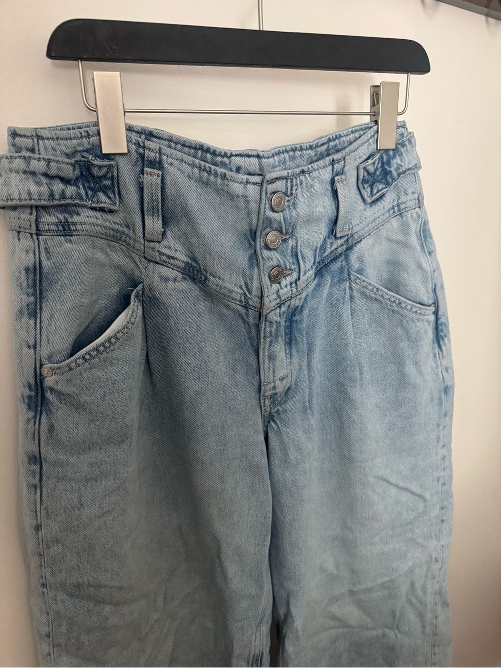 Free People We The Free Super Sweeper Wide Leg Jeans S Light Wash